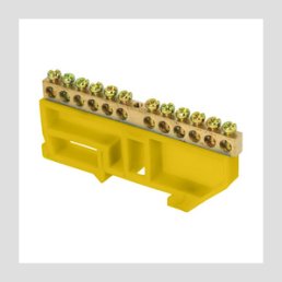 Шина "0" N (6x9мм) 12 отв. латунь желтый изолятор на DIN-рейку розн. стикер EKF