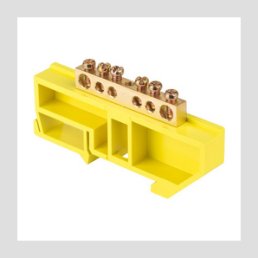 Шина "0" N (6x9мм) 6 отв. латунь желтый изолятор на DIN-рейку EKF
