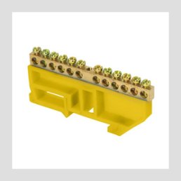 Шина "0" N (6x9мм) 12 отв. латунь желтый изолятор на DIN-рейку EKF