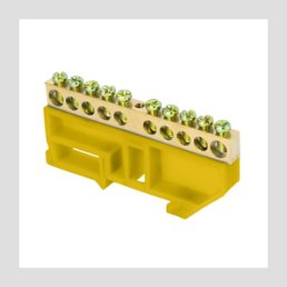 Шина "0" N (6x9мм) 10 отв. латунь желтый изолятор на DIN-рейку розн. стикер EKF