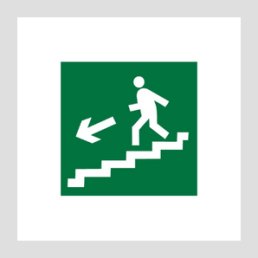 Знак пластик E 14 "Направление к эвакуационному выходу по лестнице вниз налево" (200x200) фотолюминесцентный EKF PROxima